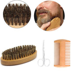Ensemble de pinceaux de rasage portables pour hommes, poils de sanglier, barbier, brosse à barbe naturelle, peigne, ciseaux pour livres qualifiée aux, outil de coiffage