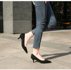 Femmes daim chaussures simples 5CM mode bout pointu sans lacet talons hauts printemps automne bouche peu profonde pompes à talons aiguilles grande taille 45 46