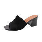 Sandales de Luxe Décontractées et Souples à Talons Hauts pour Femme, Mules Noires, Pantoufles d'Été, Chaussures d'Extérieur, Parka Ouverte, Taille 42