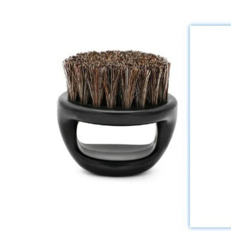 Brosse à barbe professionnelle pour hommes-brosse à poils de sanglier brosse de nettoyage de barbe petite et ronde-peigne à poils à manche noir