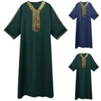 Robe musulmane pour hommes, Robe centrale arabe, manches longues, chemise longue brodée, prière, vêtements amples simples