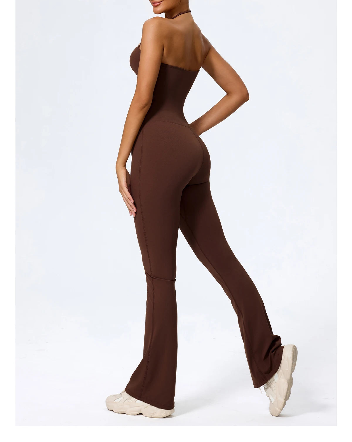 Nouvelle combinaison de yoga sans manches pour femme, salopette évasée de sport à dos nu pour la gym, tenue de sport pour femme