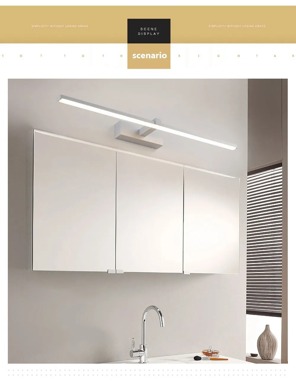 Led miroir lumières appliques salle de bain étanche blanc noir LED lampe plate moderne intérieur applique salle de bain éclairage maquillage