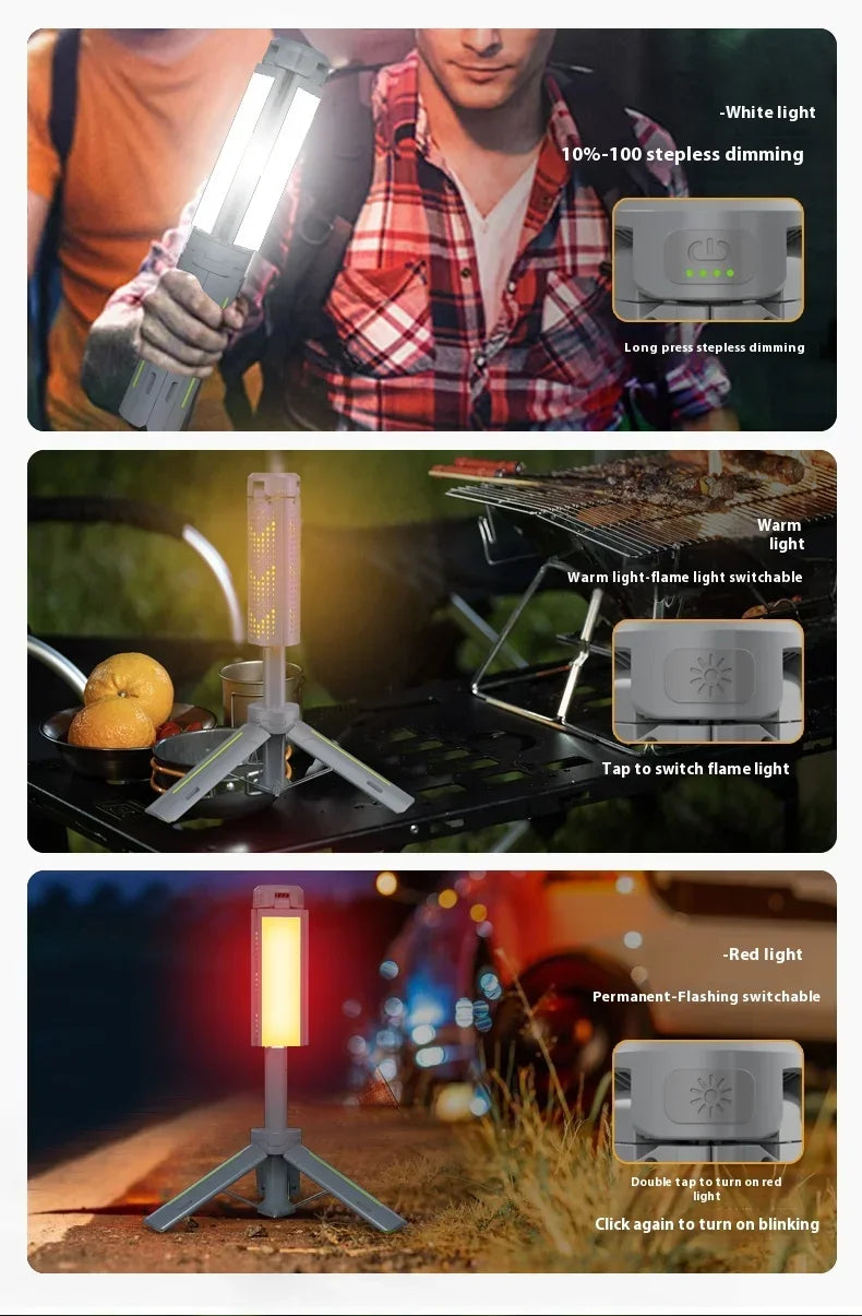 Lanterne de Camping télescopique 8000mAh, lampes de poche étanches rechargeables, lampe de Camping à intensité variable, lumière d'urgence pour Camping et randonnée