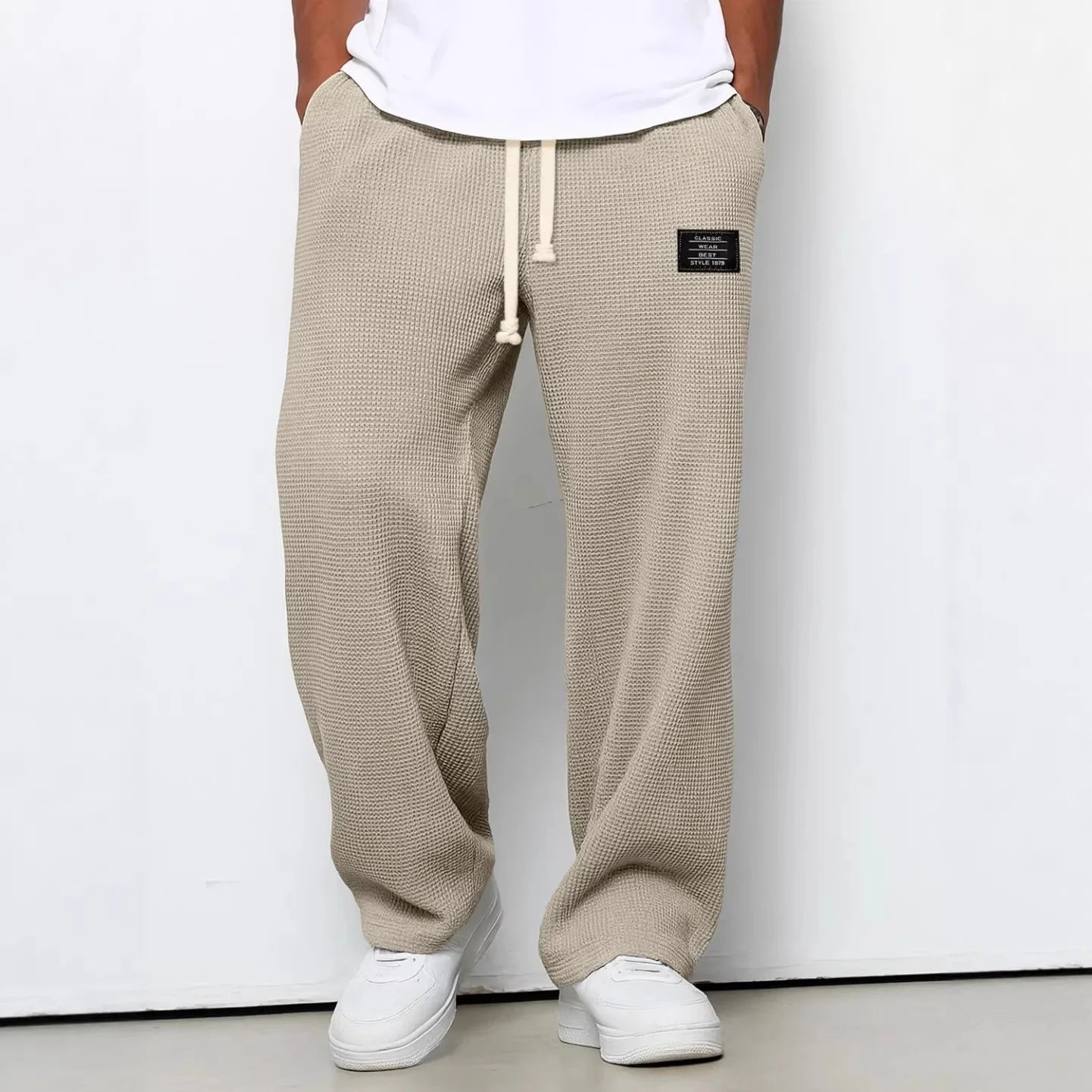 Pantalon de jogging décontracté pour homme 2026, coupe droite, taille élastique, jambe large, vêtements de sport pour homme, collection Printemps/Automne