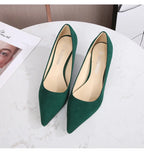 Femmes daim chaussures simples 5CM mode bout pointu sans lacet talons hauts printemps automne bouche peu profonde pompes à talons aiguilles grande taille 45 46