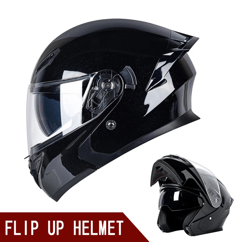 Casque rabattable casque de moto pour hommes Double lentille croisière moto de fond casque complet couvert crème solaire quatre saisons