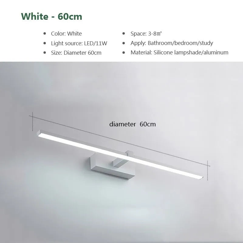 Led miroir lumières appliques salle de bain étanche blanc noir LED lampe plate moderne intérieur applique salle de bain éclairage maquillage