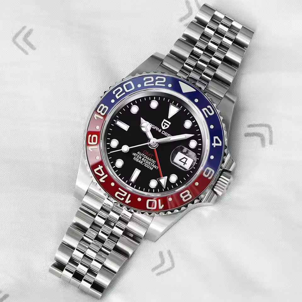 PAGANI DESIGN 40mm automatique GMT montre-bracelet en acier inoxydable étanche hommes montre haut de gamme mécanique sport montres hommes PD-1662