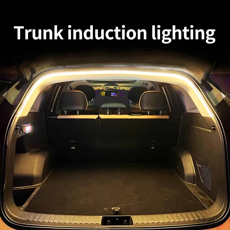 Éclairage de coffre de voiture à haute luminosité, éclairage d'ambiance, décoration intérieure, bande lumineuse LED sans fil, détection automatique, éclairage de hayon