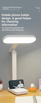 Lampe de bureau pliable rechargeable pour la protection des yeux pour l'étude, lampe de lecture spéciale pour dortoir, lampe de bureau à domicile à gradation à double usage rechargeable par USB et enfichable