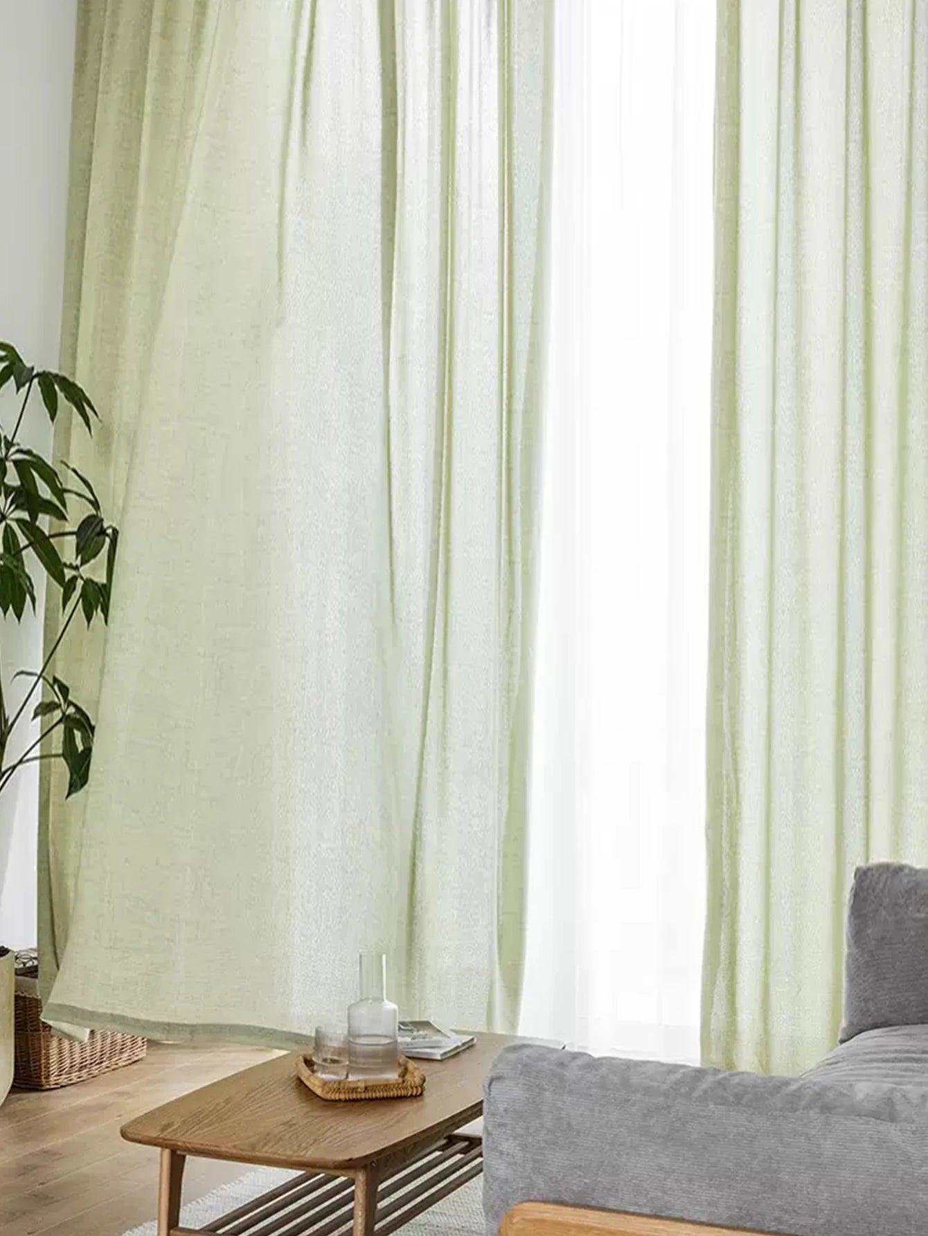 Printemps et été matcha japonais, rideaux en coton et lin vert rideaux transparents, rideaux opaques, lin luxueux pour chambres à coucher