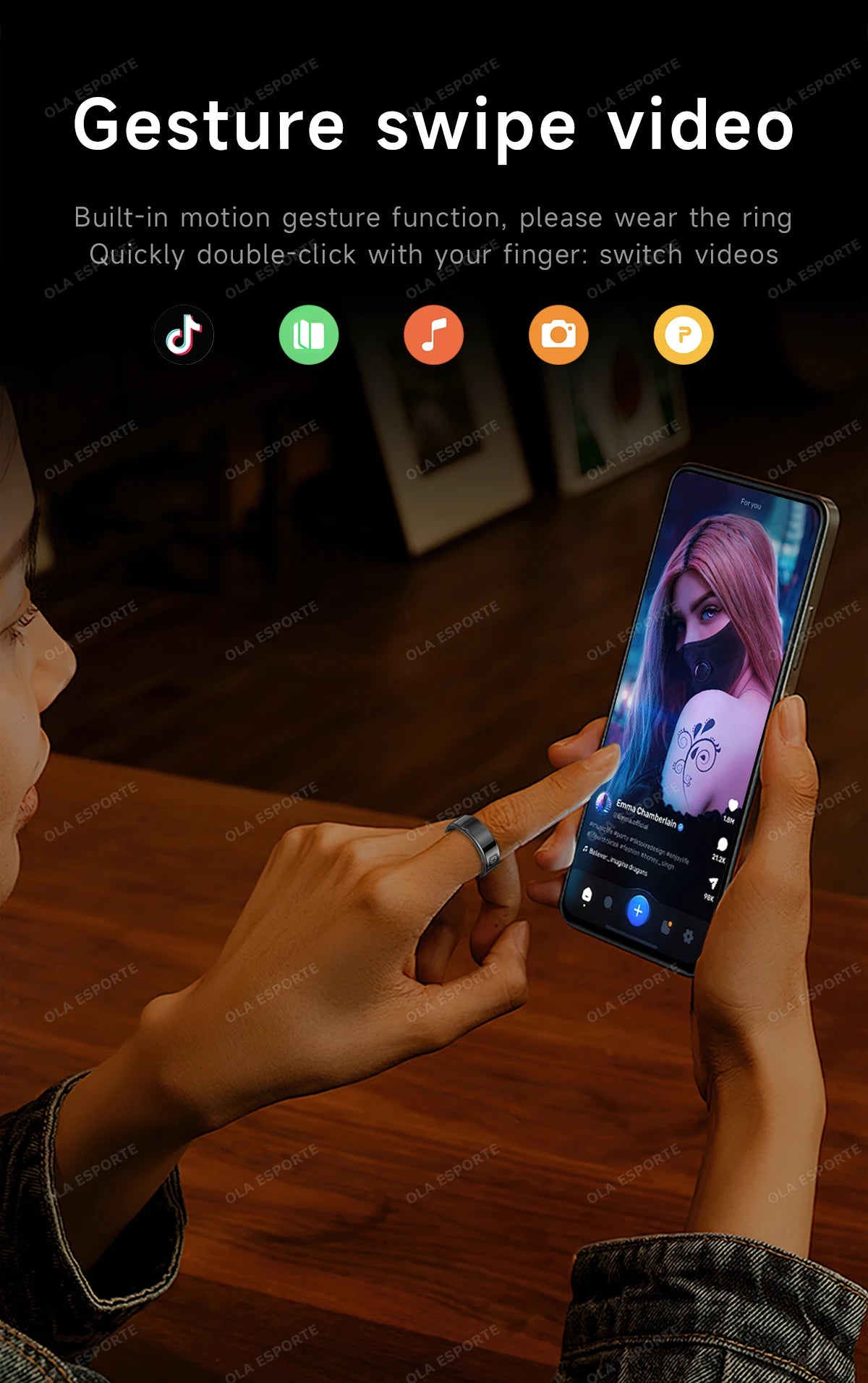Anneau intelligent avec écran d'affichage et tactile, gestionnaire de santé, vidéo de balayage de gestes, étanche 5 ATM pour hommes et femmes, Smartring 2026, nouveau