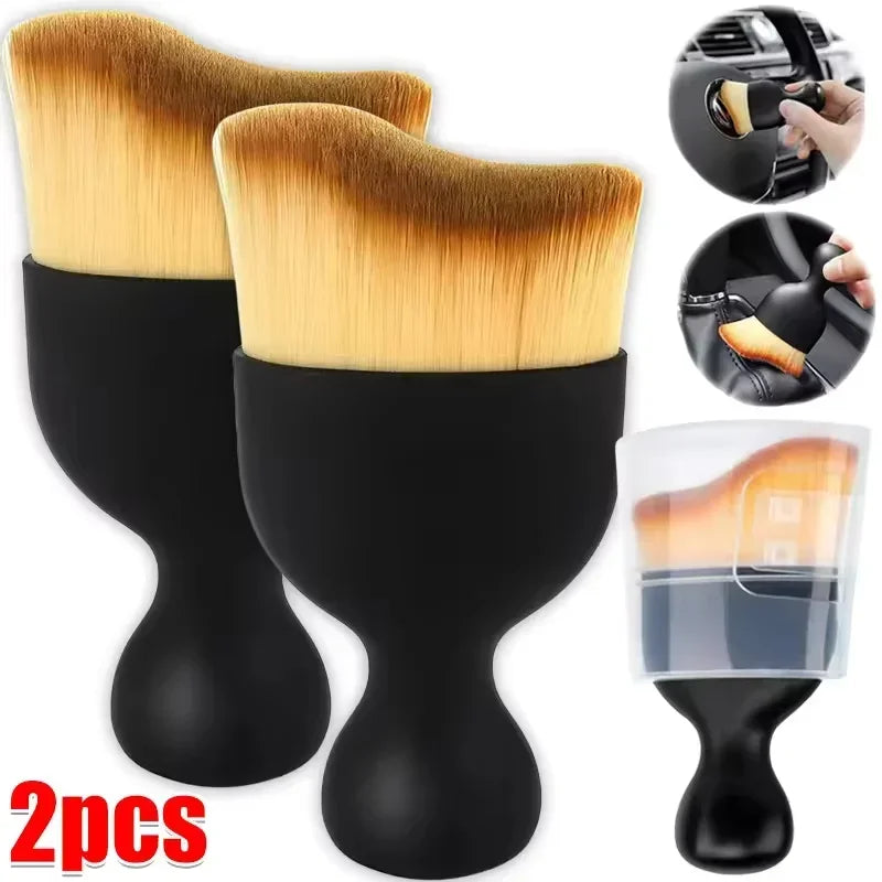 Brosse de nettoyage intérieur de voiture, climatiseur, sortie d'air, brosses de nettoyage en fourrure douce avec coquilles, dépose de poussière de crevasses, outils de brosse de détail