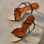 VEYKE-Sandales à Talons Hauts Noirs et Blancs pour Femme, Chaussures de Bal de Mariage à la Mode