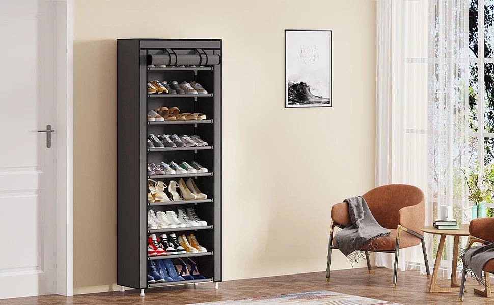 Étagère à chaussures simple avec rangement anti-poussière, armoire à chaussures multi-niveaux, support de rangement pour entrée de dortoir