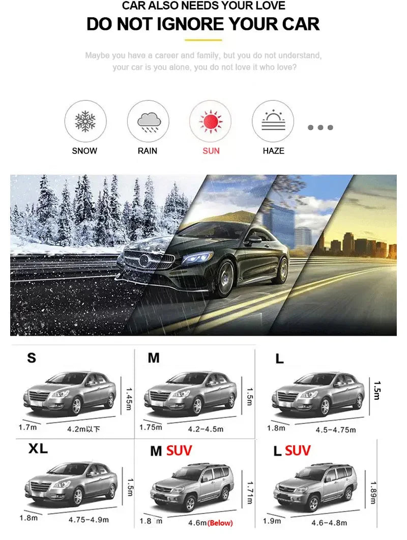 Housse de Protection complète pour voiture, intérieur et extérieur, pare-soleil, Anti-poussière, Anti-UV, universelle pour berline SUV