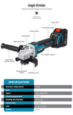 Makita – meuleuse d'angle électrique sans fil, 125mm, 20000 tr/min, Rechargeable, 4 vitesses, rectifieuse, Machine de découpe pour batterie 18V