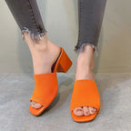 Sandales de Luxe Décontractées et Souples à Talons Hauts pour Femme, Mules Noires, Pantoufles d'Été, Chaussures d'Extérieur, Parka Ouverte, Taille 42