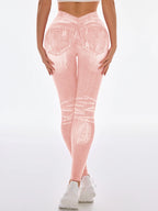 Femmes dos en V Jean Leggings pantalons de Yoga de gymnastique décontracté élastique exercice d'entraînement Fitness course collants de Fitness