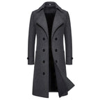 Coupe-vent long en laine à double boutonnage pour hommes, col rabattu, coupe couvertes, vêtements d'extérieur pour hommes, mode printemps, automne