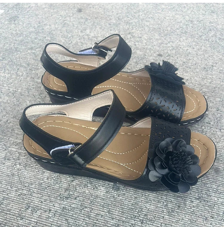 Femmes d'été sandales antidérapant chaussures légères pour femmes fleurs respirant classiques chaussures compensées femmes sandales femme 2026