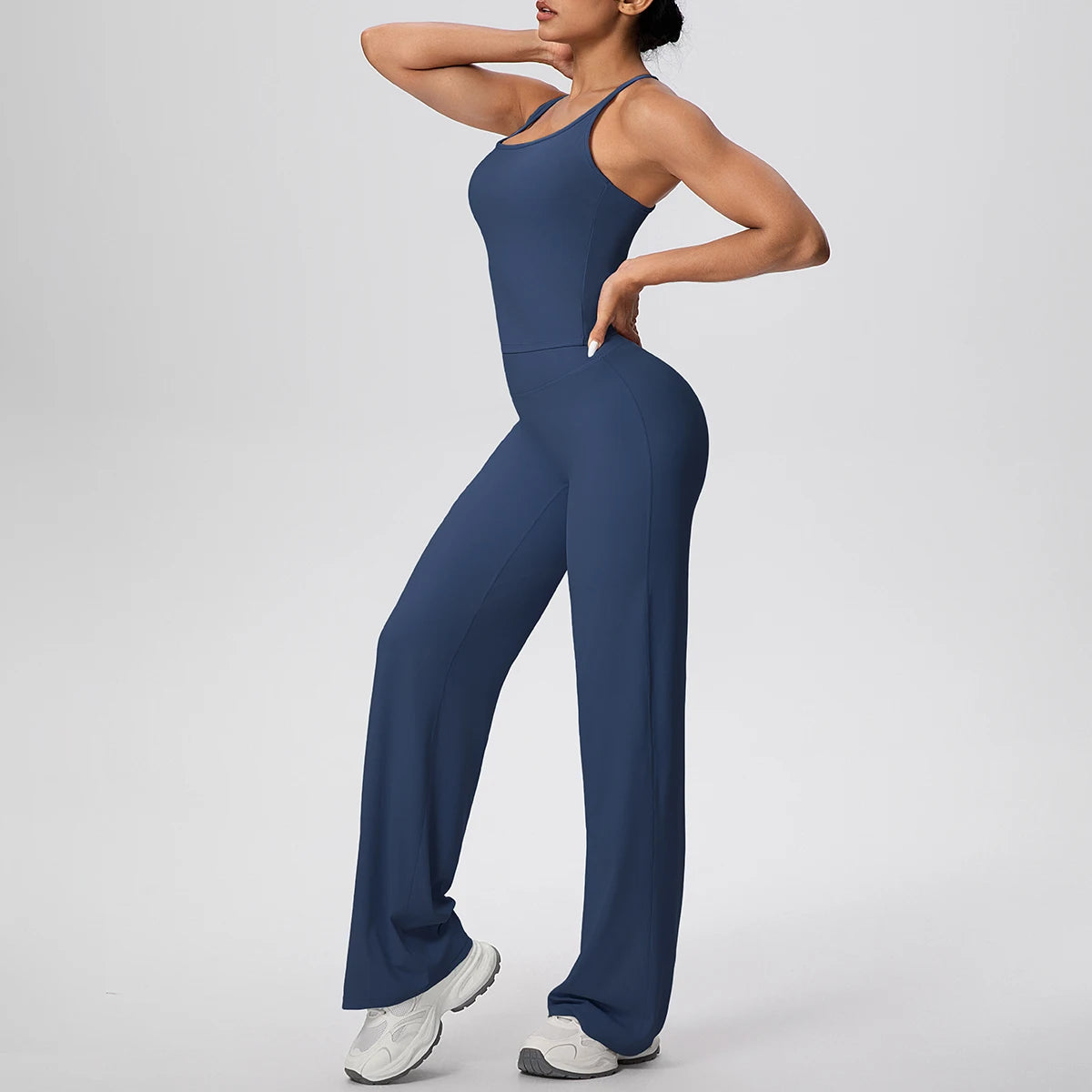 Ensemble de sport et Yoga pour femmes, 2 pièces, couleur unie, Slim, décontracté, gilet en forme de I avec coussinet de poitrine, séchage rapide, taille haute, pleine longueur