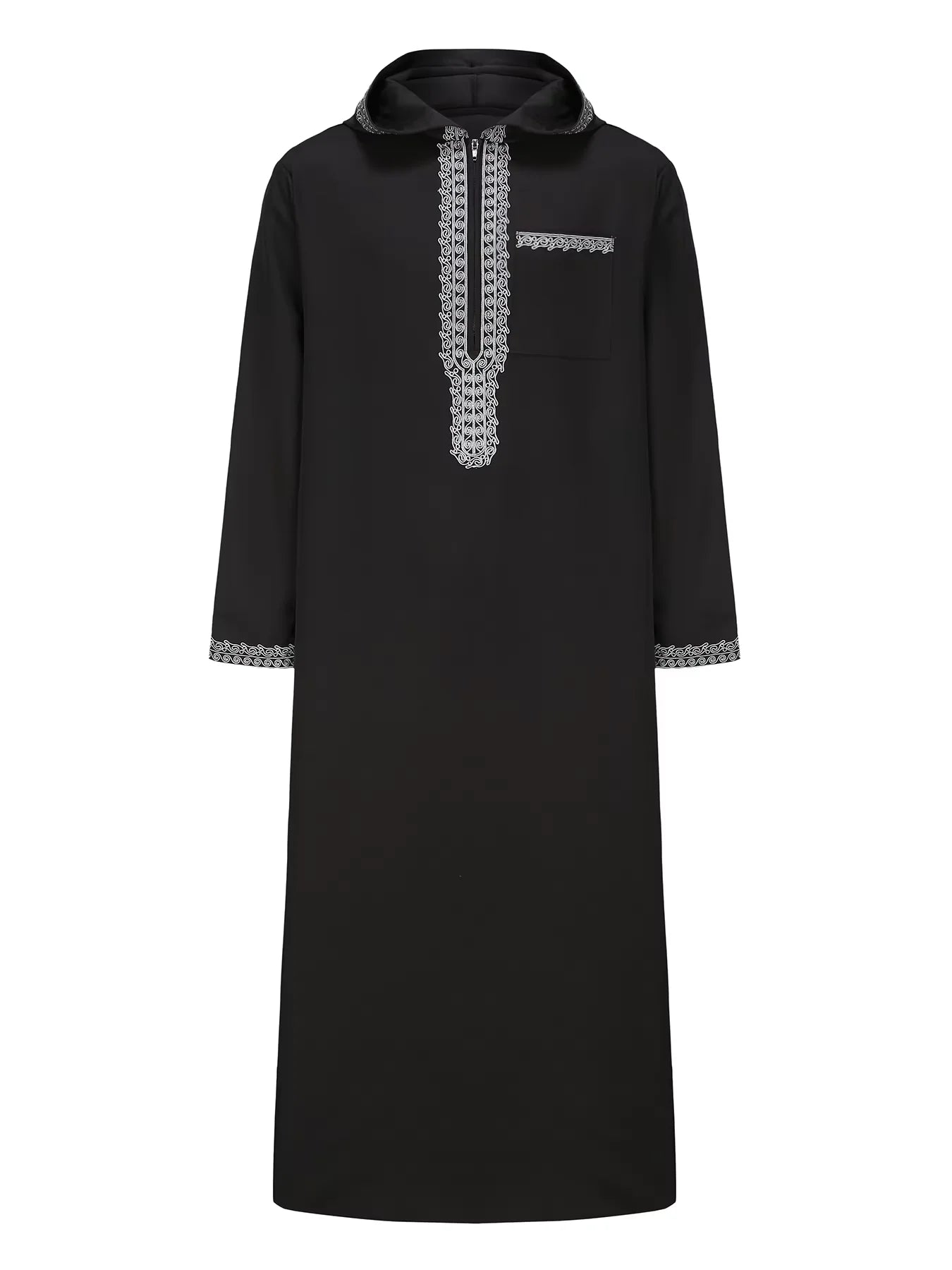 Nouvelle robe longue pour hommes musulmans, vêtement ethnique islamique à capuche, robe longue décontractée élégante et simple pour hommes avec broderie rétro du Moyen-Orient