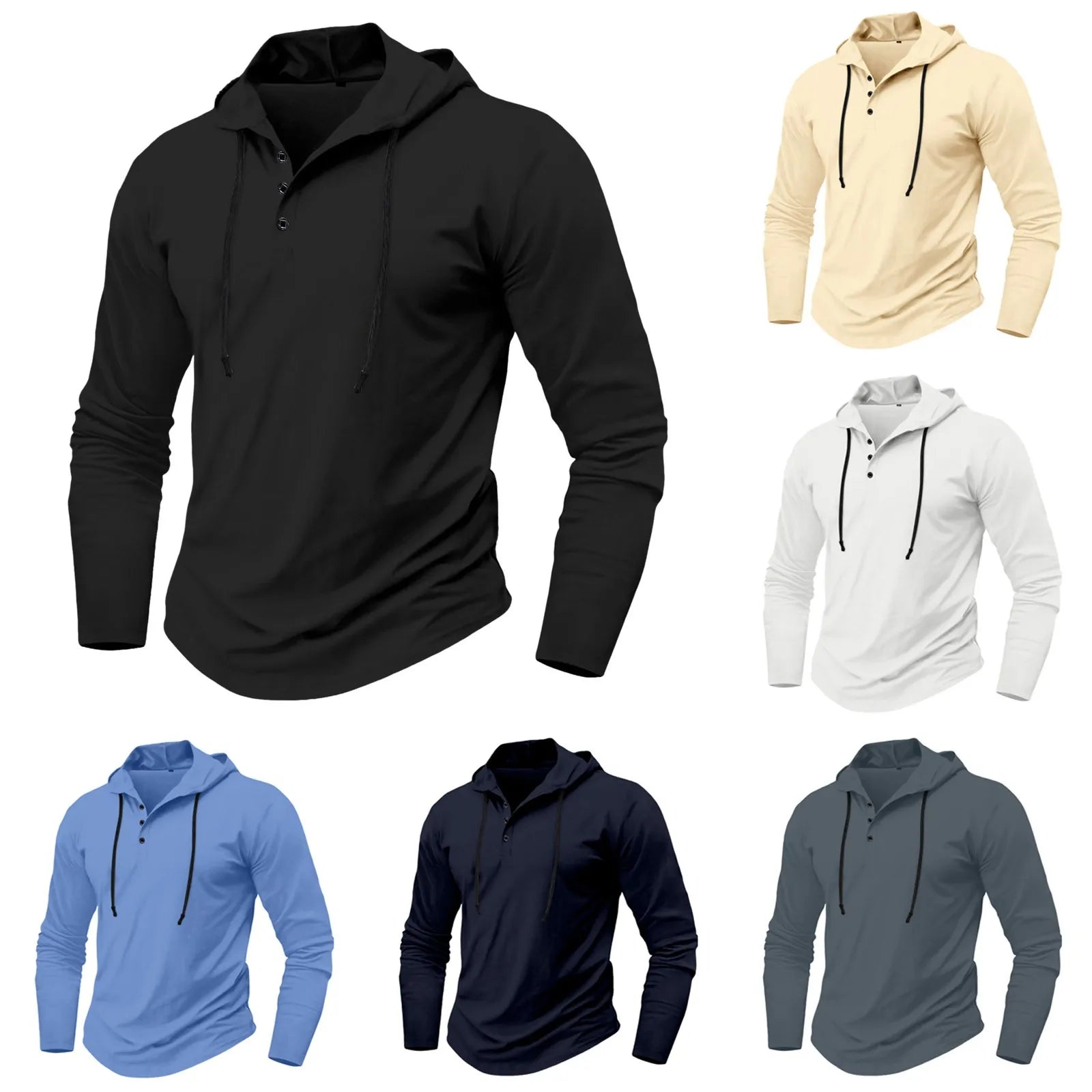 Sweat à capuche à manches longues pour hommes, chemise à boutons, décontractée, plage, Yoga, surdimensionné, chemises décontractées pour hommes, ample