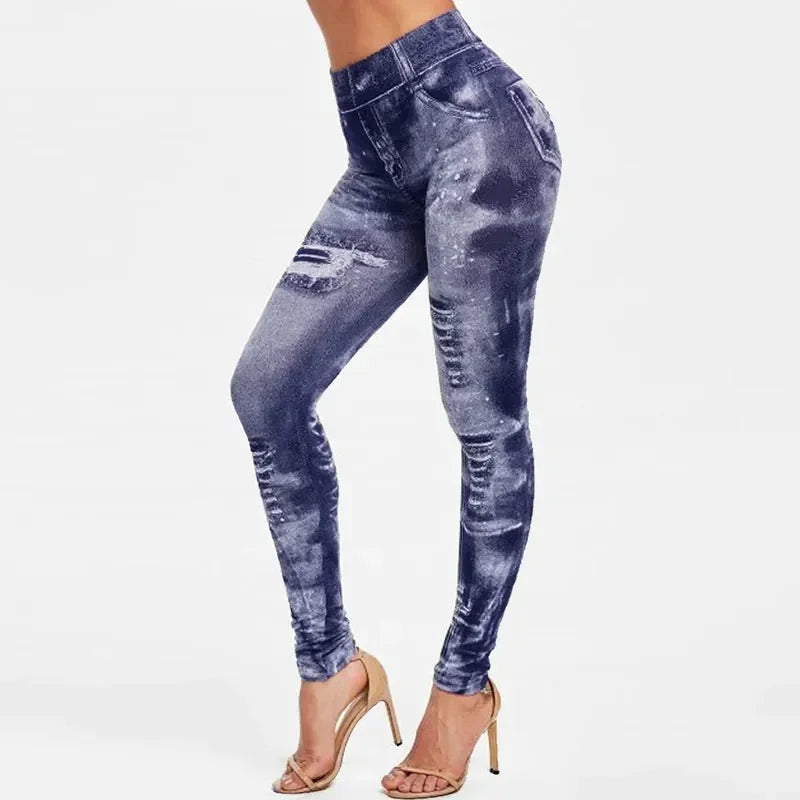Legging taille haute pour femme, jean moulant, streetwear, push-up, décontracté, à la mode