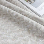 Rideaux en chenille beige épais à chevrons sur mesure pour salon, salle à manger, chambre à coucher – Décoration occultante de luxe et tendance