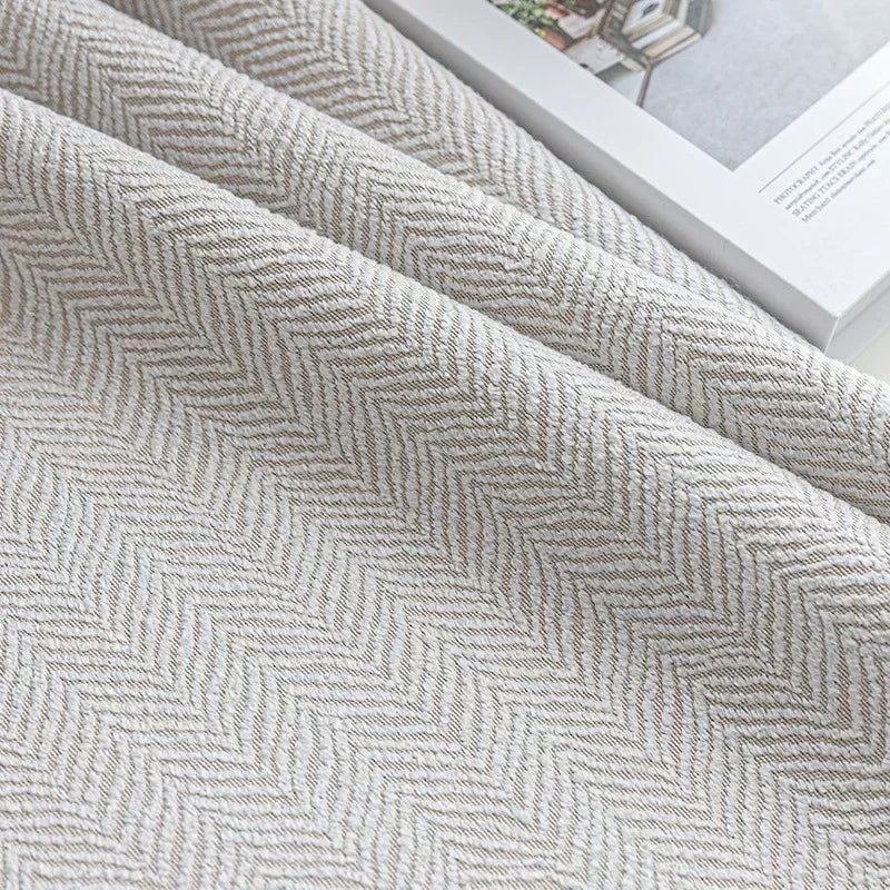 Rideaux en chenille beige épais à chevrons sur mesure pour salon, salle à manger, chambre à coucher – Décoration occultante de luxe et tendance
