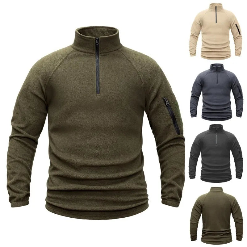 Vestes polaires tactiques pour hommes, vêtements militaires, vestes chaudes, pull à fermeture éclair, coupe-vent, sweat-shirt thermique de randonnée, manteaux épais