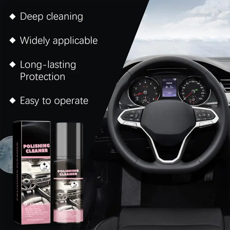 Nettoyant de polissage intérieur de voiture 100ml, Spray de détail de siège en cuir de voiture, nettoyant d'intérieur de protection, nettoyant de détail de voiture