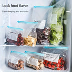 Sac de congélation en plastique réutilisable à fermeture éclair, sac à fermeture éclair debout, sac de congélation à fermeture éclair pour fruits et légumes, stockage des aliments dans la cuisine, 45 pièces