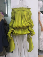 Haut plissé chic et féminin, style vintage, élégant, modeste, glamour, drapé, fluide, pour femme, décontracté, tendance, pour soirée ou streetwear