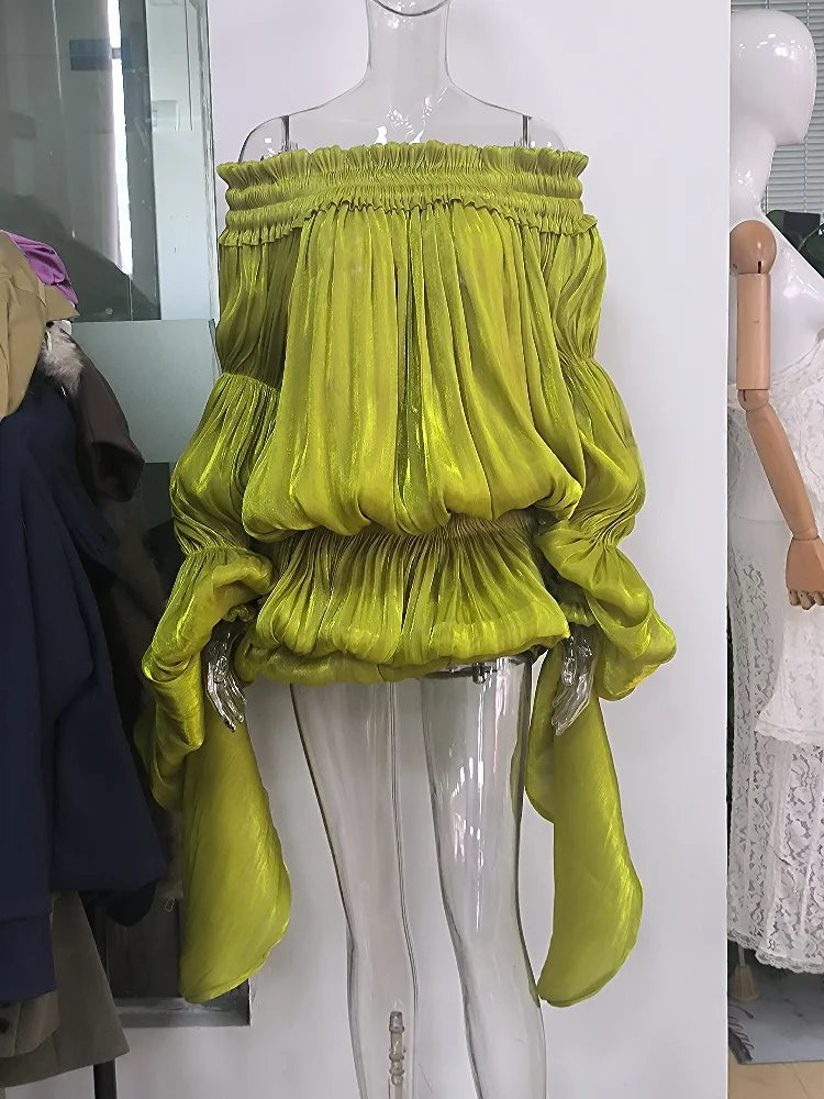 Haut plissé chic et féminin, style vintage, élégant, modeste, glamour, drapé, fluide, pour femme, décontracté, tendance, pour soirée ou streetwear