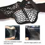 Filet de rangement pour coffre arrière de voiture, filet en maille pour siège, corde élastique, autocollant magique, sac de rangement universel, organisateur de poche pour voiture
