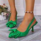 Sandales à talons aiguilles enveloppés avec nœud d'été pour femmes, bout pointu, bouche peu profonde, pied antidérapant, résistant à l'usure, talons hauts