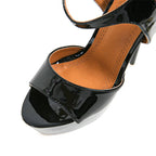 Liyke grande taille 45 46 cuir verni noir talons Super hauts plate-forme sandales pour femmes Sexy bout ouvert fétiche Stripper chaussures pompes