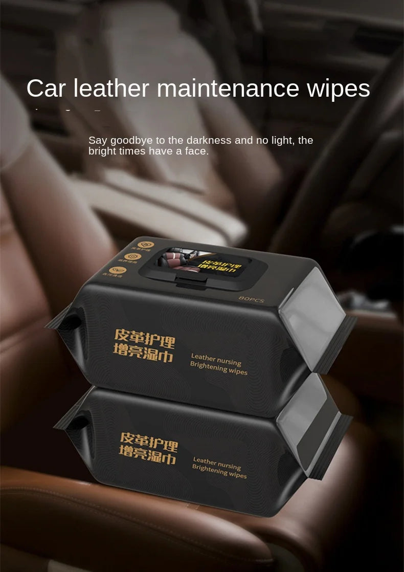 Lingettes nettoyantes pour voiture, soins du cuir, lingettes humides, entretien du cuir, soins des articles du cuir, éclaircissement, lingettes pour voiture, intérieurs de voiture