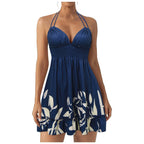 Robe de plage en V profond pour femmes, dos nu, sexy, dos nu, forme trapèze, mini robes à volants, couleur unie, vacances, été, 2026