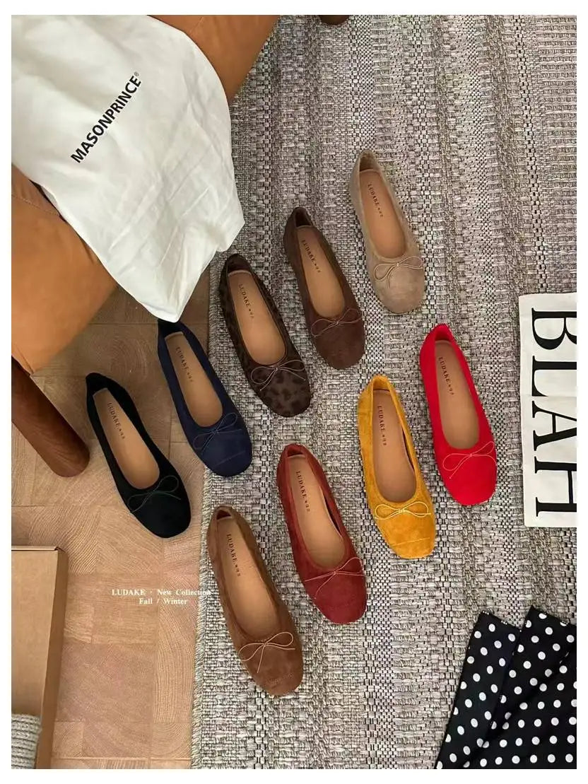 Mocassins ronds décontractés pour femmes, mocassins à enfiler, chaussures plates pour femmes, nœud papillon, ballerine douce, document Candy, mode