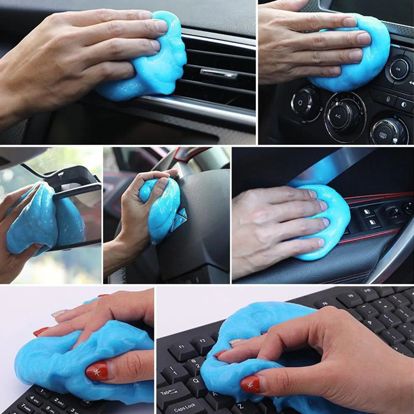 Gel Nettoyant Anti-Poussière pour Voiture - Mousse Nettoyante en Caoutchouc Souple pour Grilles d'Aération, Tableau de Bord, Interstices des Portes et des Fenêtres, Clavier - Absorbe les Odeurs