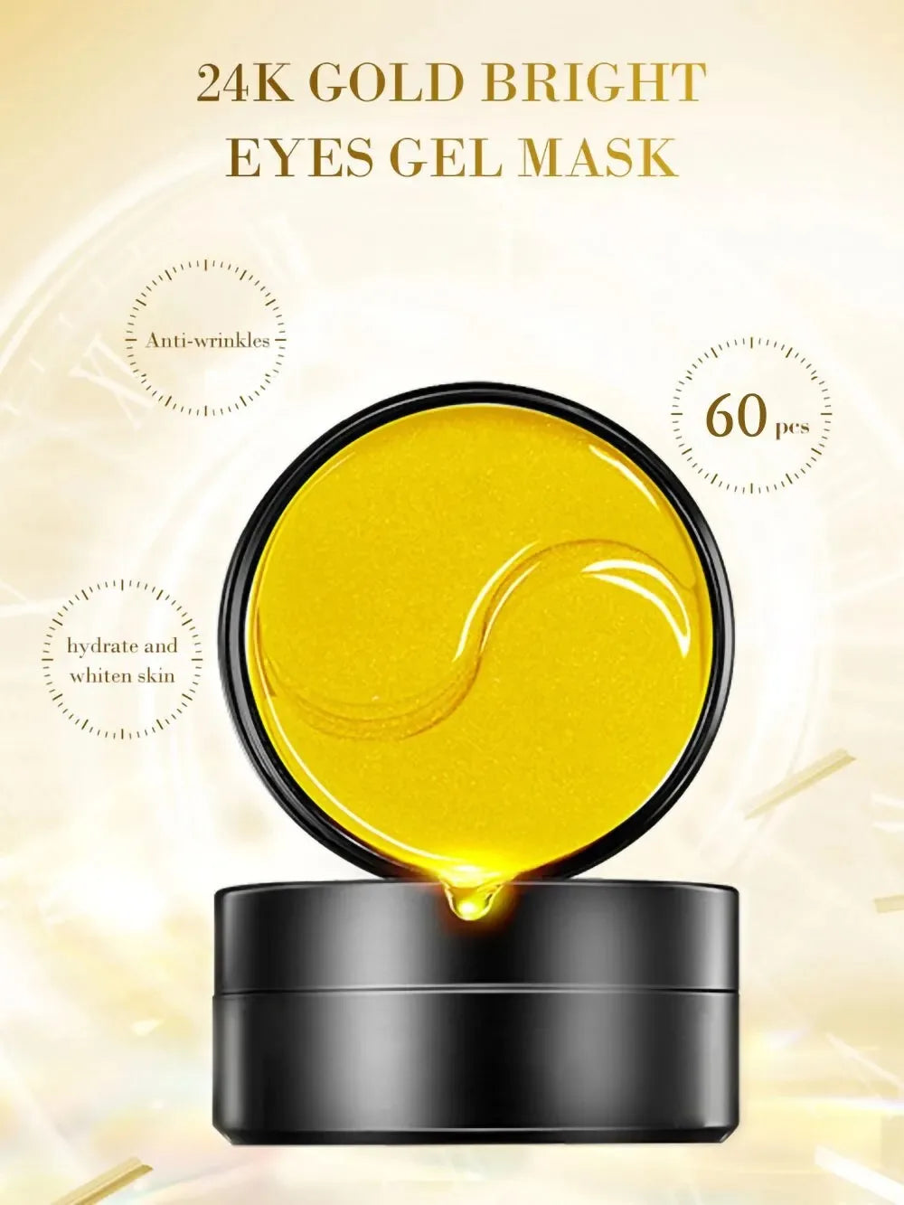 Masque hydratant doré pour les yeux, soin de la peau coréen, nourrissant la zone des yeux, collagène cristal, 60 pièces