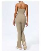 Nouvelle combinaison de yoga sans manches pour femme, salopette évasée de sport à dos nu pour la gym, tenue de sport pour femme