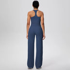 2 pièces/ensemble sport Fitness vêtements Yoga ensemble femme dos nu absorbant les chocs course en forme de I gilet mince jambe large pantalon Yoga ensemble