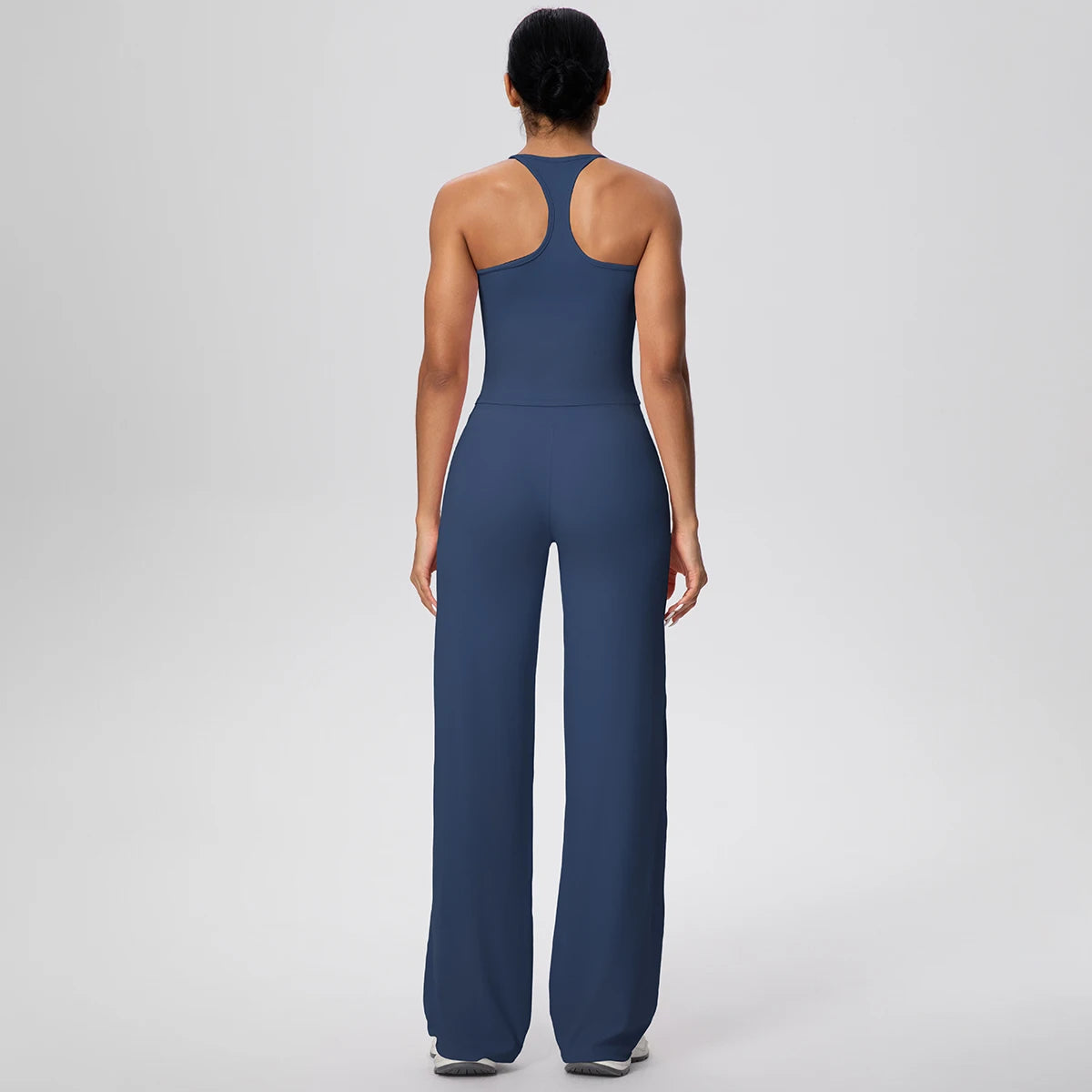 2 pièces/ensemble sport Fitness vêtements Yoga ensemble femme dos nu absorbant les chocs course en forme de I gilet mince jambe large pantalon Yoga ensemble