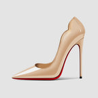 Nouveaux talons hauts noirs pointus de 12cm pour femmes, talons fins avec tempérament sexy, bouche peu profonde, chaussures simples à semelle rouge 34-46