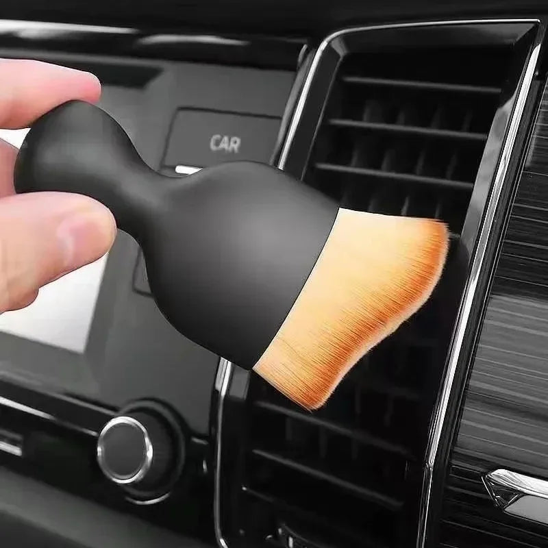 Brosse de nettoyage intérieur de voiture, climatiseur, sortie d'air, brosses de nettoyage en fourrure douce avec coquilles, dépose de poussière de crevasses, outils de brosse de détail